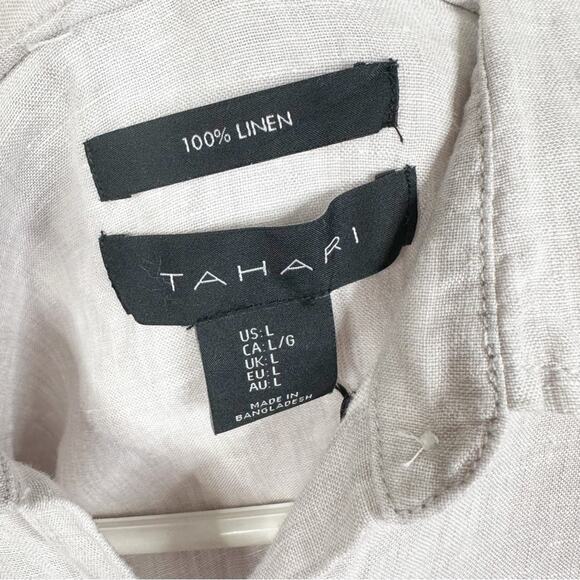 NEW Tahari Light Gray 100% Linen Button Down Tunic Top Women's Size Large - Picture 6 of 9